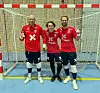KEEPER-TRIO. Tre målvaktar samla under meisterskapen i Sandefjord. F.v. førstekeeper Kenneth Rakvaag, lokal målvakt frå Sandefjord, Andreas Vaule Hvidsten og Andreas Ajer. Foto: Sofie Nygaard Sørlien