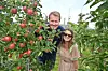 FEM SLAG: Lisa Dawn Aarnes og Even Skårberg Aarnes har fem eplesortar i hagen; Discovery, Summerred, Åkerø, Aroma og Rubinstep.