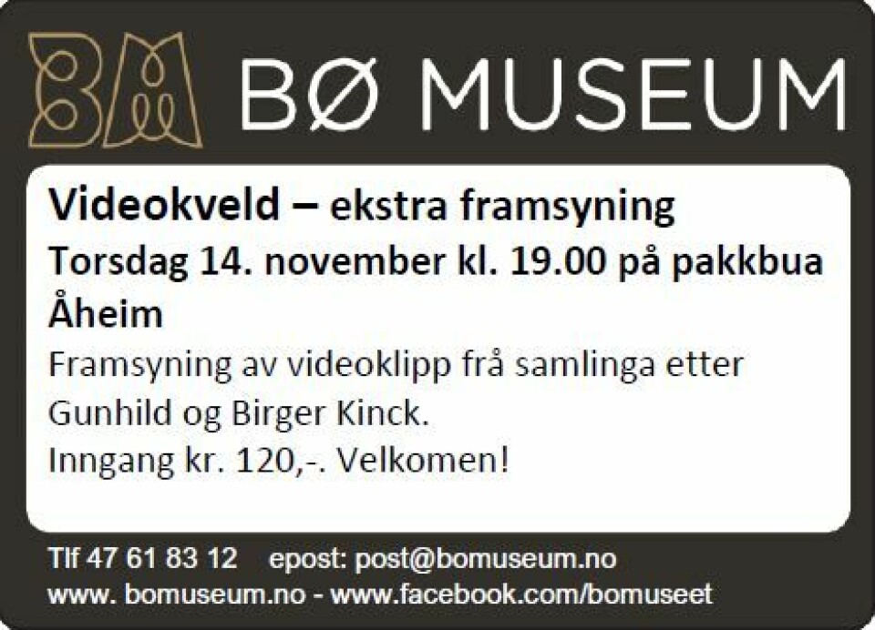 Videokveld på Bø museum