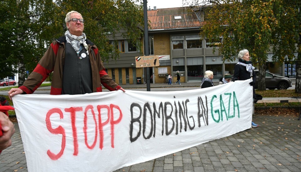 PROTEST: Frå Palestinakomitéen sitt arrangement på Bø torg tidleg i oktober 2024.
