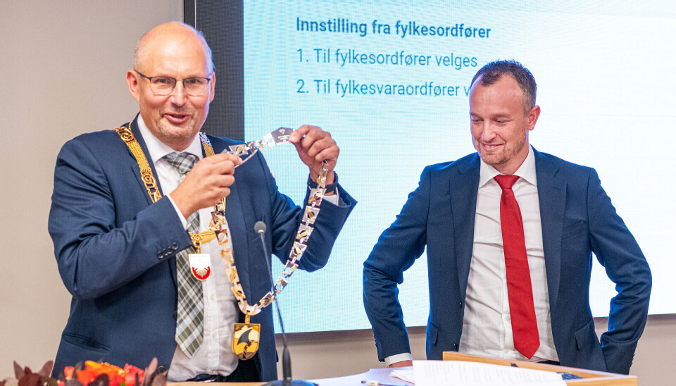I FYLKESTINGET: Fylkesordførar Sven Tore Løkslid (t.h.) og fylkesvaraordførar Terje Riis-Johansen.