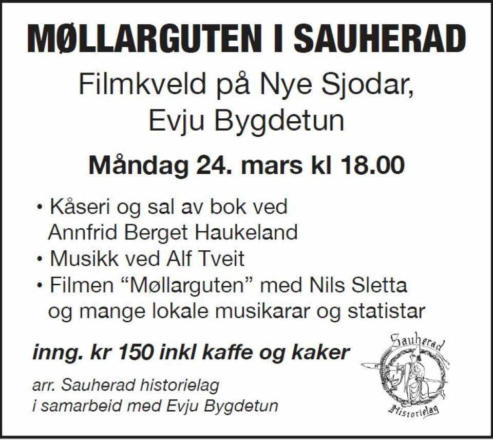 Filmkveld på Nye Sjodar: Møllarguten i Sauherad