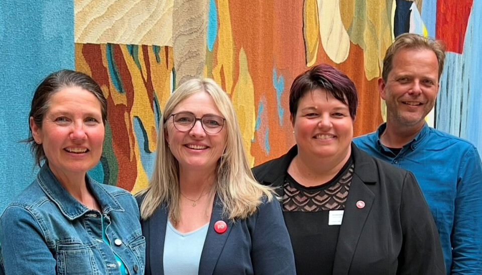 FO: Fellesorganisasjonen (FO) Vestfold og Telemark. F.v. Torunn Bredvei Steinsholt (leiar), Monica Holtan (nestleiar), Linda Pettersen (avdelingssekretær) og Vidar Bjørnø Byholt (avdelingssekretær).