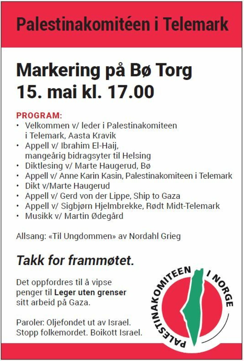 Markering på Bø torg