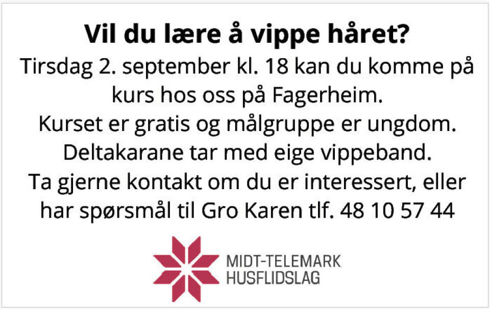 Kurs i å vippe håret