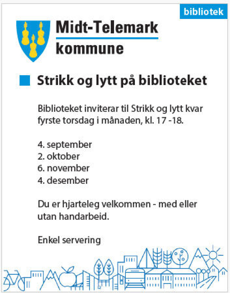 Strikk og lytt på biblioteket