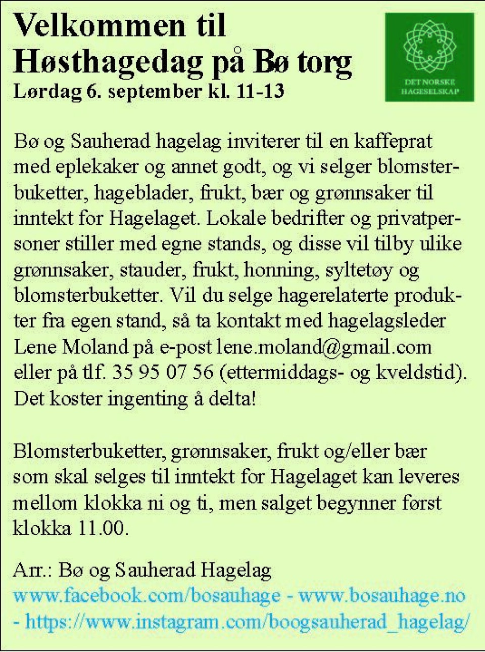Høsthagedag på Bø torg