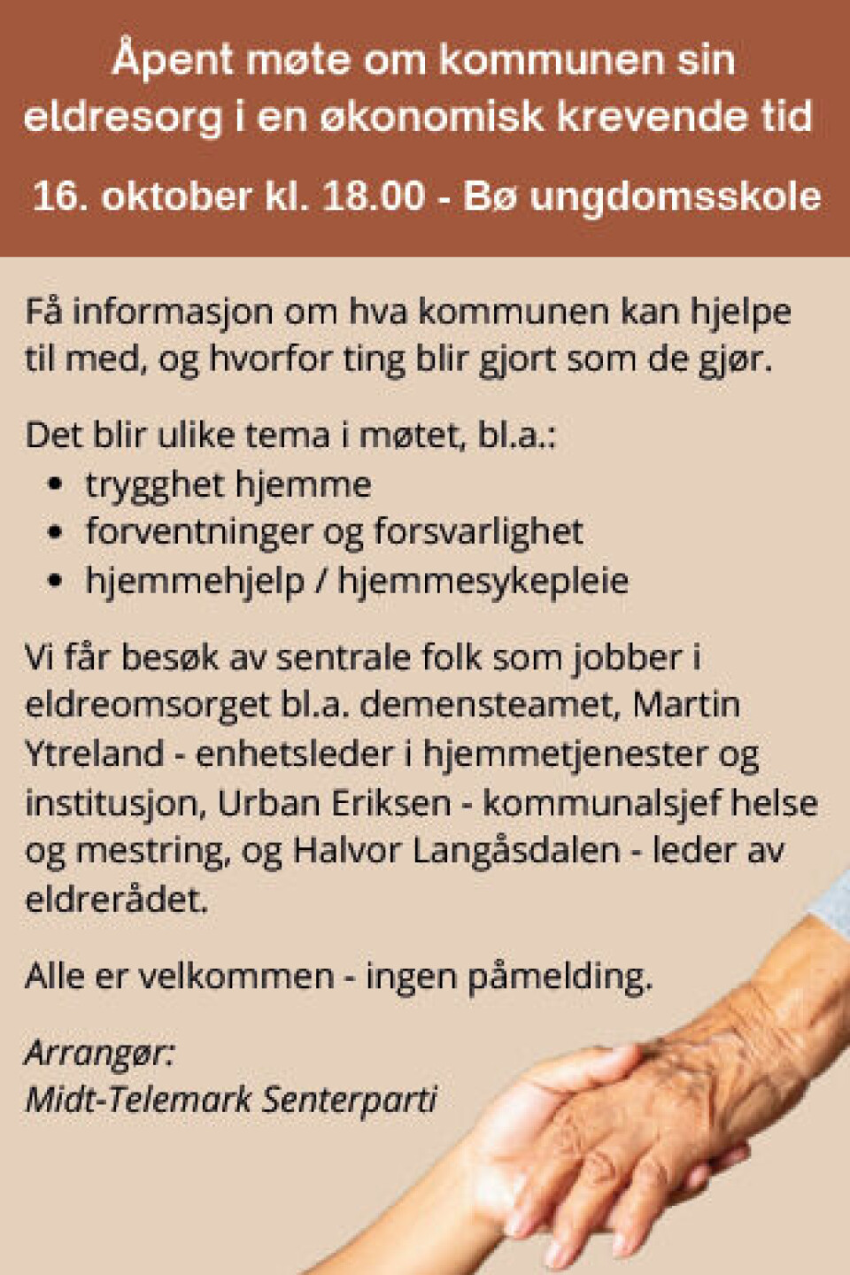 Åpent møte om kommunen sin eldresorg