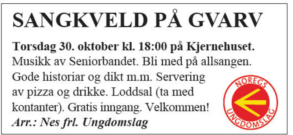 Sangkveld på Gvarv